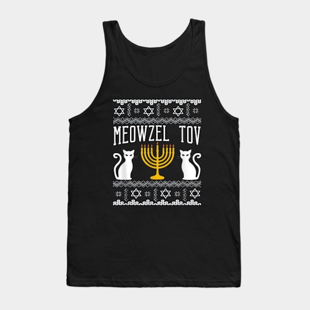 Meowzel Tov Chanukah Jewish Cat Owner Hanukkah Tank Top by Ghost Of A Chance 